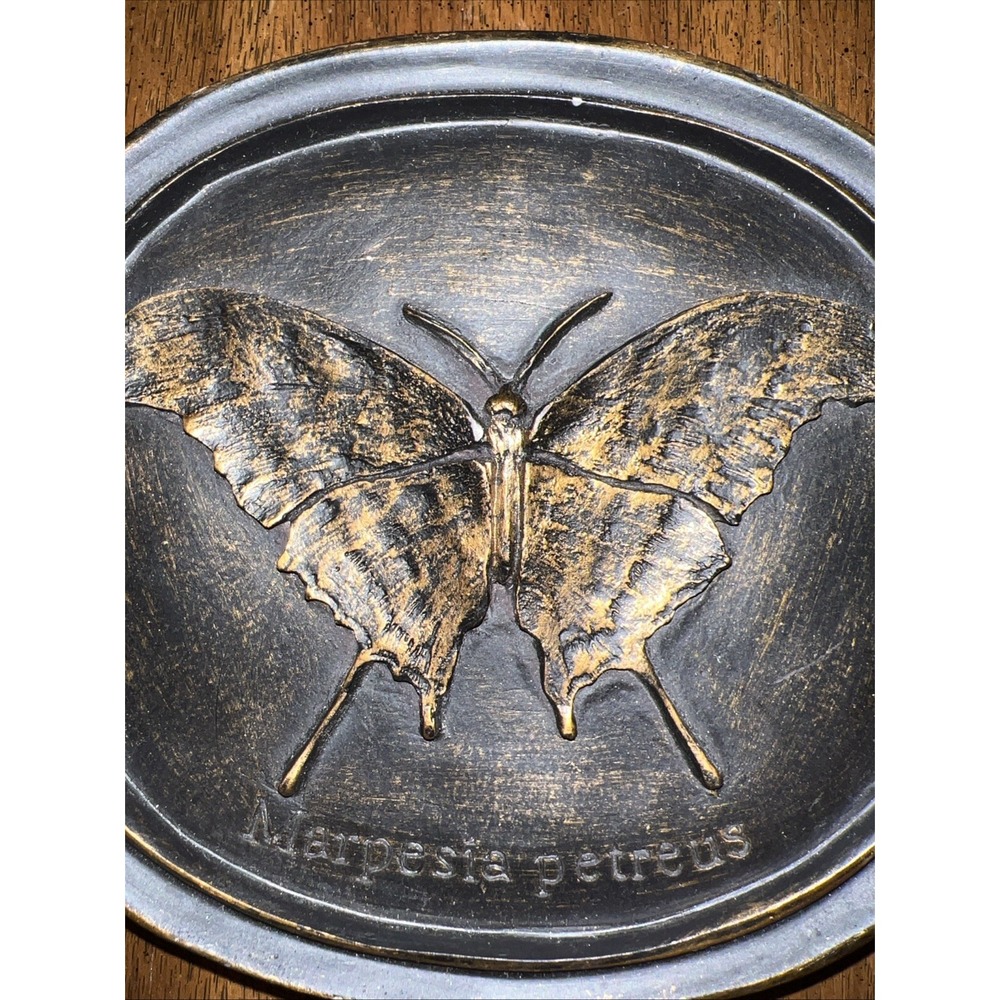 Vtg House Parts Inc Butterfly Wall Plaque Oval Antique Bronze Entomology Moody - Picture 3 of 6